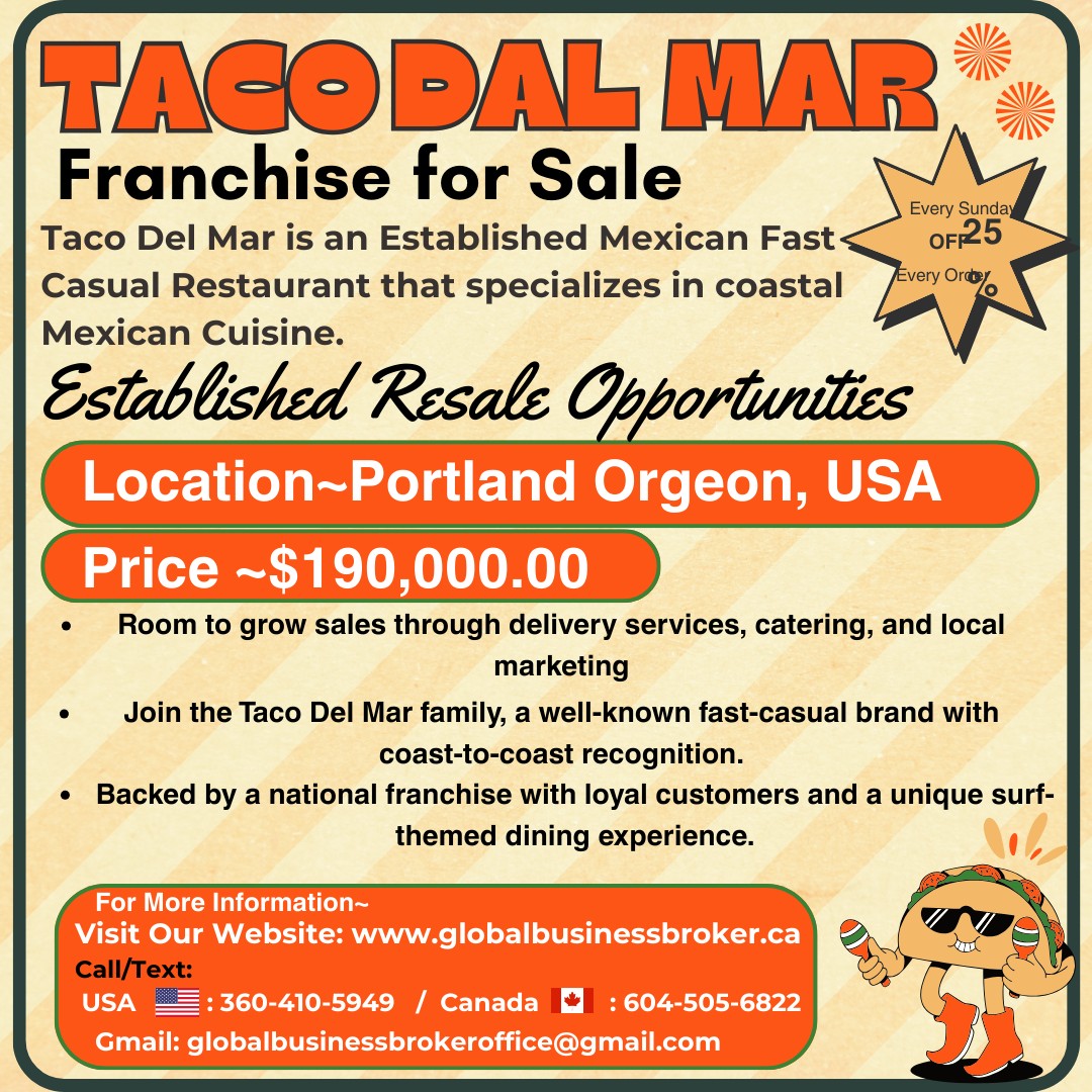 Taco Del Mar Franchise For Sale 